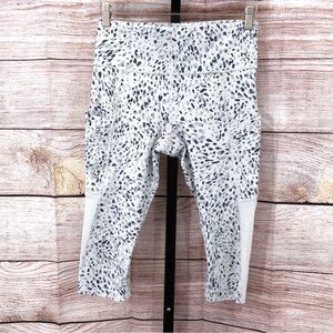 Athleta Grey Spotty Up For Anything Crop Pant Yoga Fitness Size M
